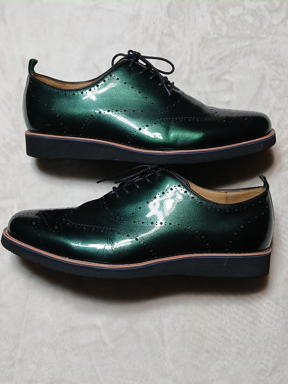 Marc Nolan Men’s Oscar Green Patent Leather Oxfords Size 11